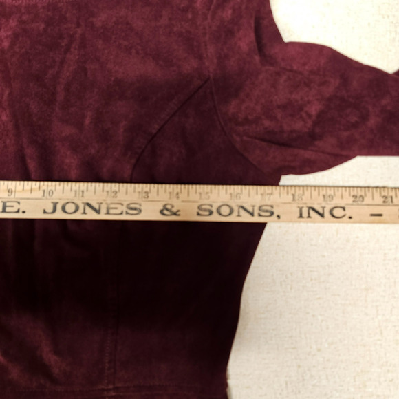 Aryeh Womens Suede Feel Dress Size M Burgandy Whimsigoth Ruffle Asymmetric - Picture 7 of 10